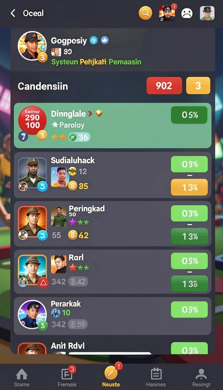 Cuplikan layar menu unduhan 77singa untuk perangkat Android